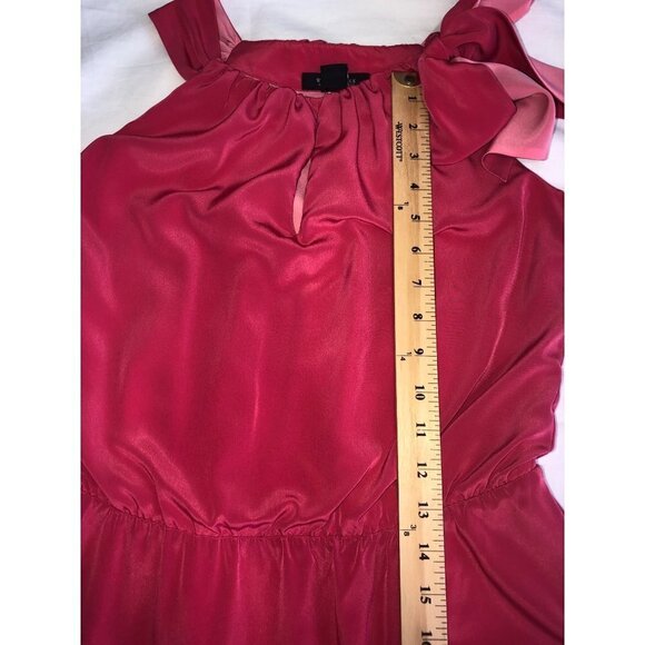 White House Black Market Size 4 Dress Tie Shoulder Pink Keyhole Front Midi Knee - Picture 7 of 10